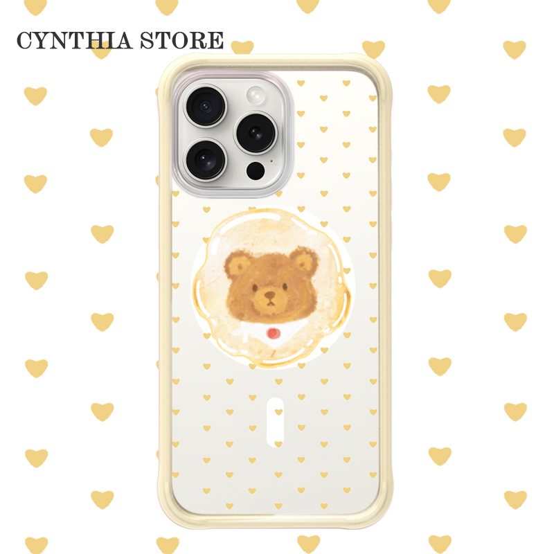 爱心波点小熊适用苹果16pro