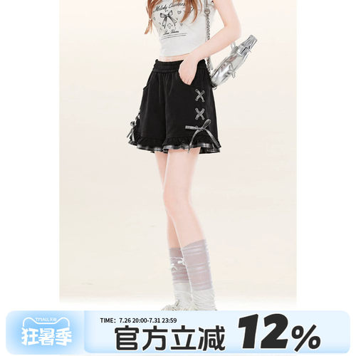 少女黑色休闲运动短裤女士夏季