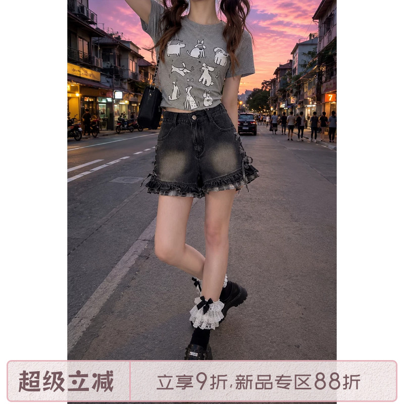 夏季黑色牛仔短裤女2026新款梨形图片