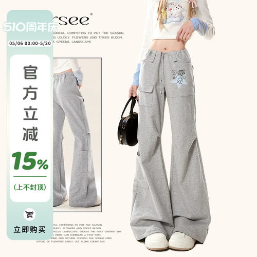 春秋季新款灰色工装卫裤女