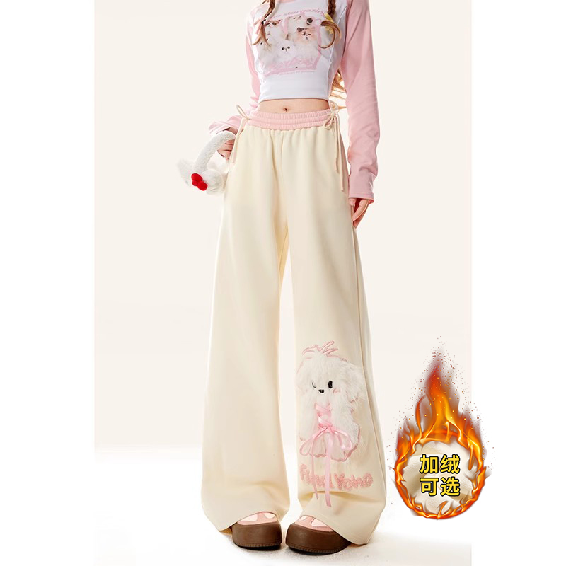 小狗阔腿卫裤女2025春秋新款百搭