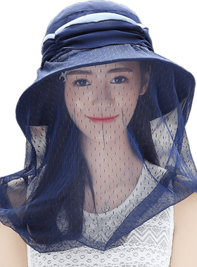 女夏遮阳帽遮脸太阳帽防晒帽子