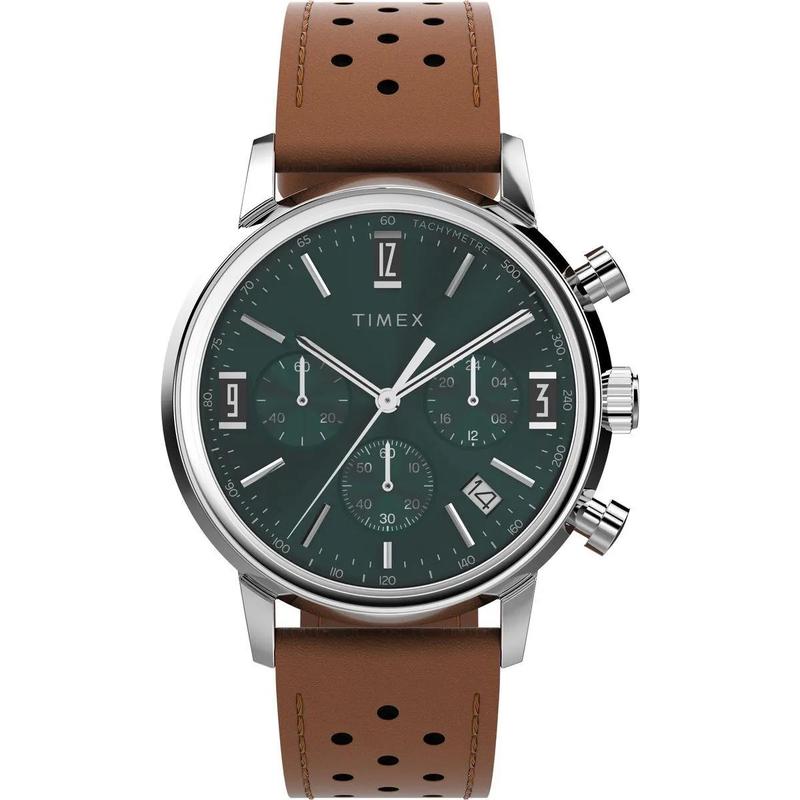 Timex/天美时石英计时腕表马林棕休闲商务防水真皮表带情侣款