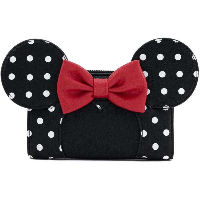 代购Loungefly女士Minnie Mouse钱包拉链零钱袋多卡位设计证件插
