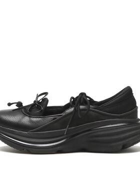 代购Hoka OneOne男女玛丽珍鞋缓震舒适脚感多鞋带设计厚底鞋黑色