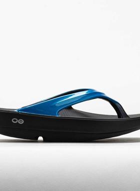 代购Oofos女士凉鞋减震缓压支撑足弓透气蓝色轻量柔软鞋底防滑底