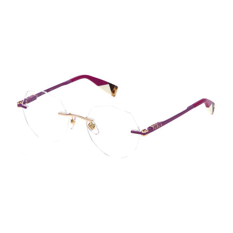 代购FURLA芙拉女士眼镜架几何形玫瑰金金属透明镜片日常佩戴