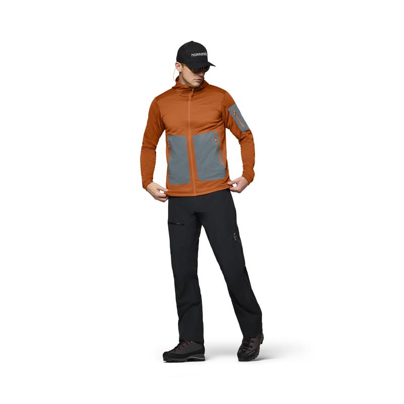 代购代购NORRONA男士抓绒衣保暖透气防风户外夹克连帽长袖保暖外
