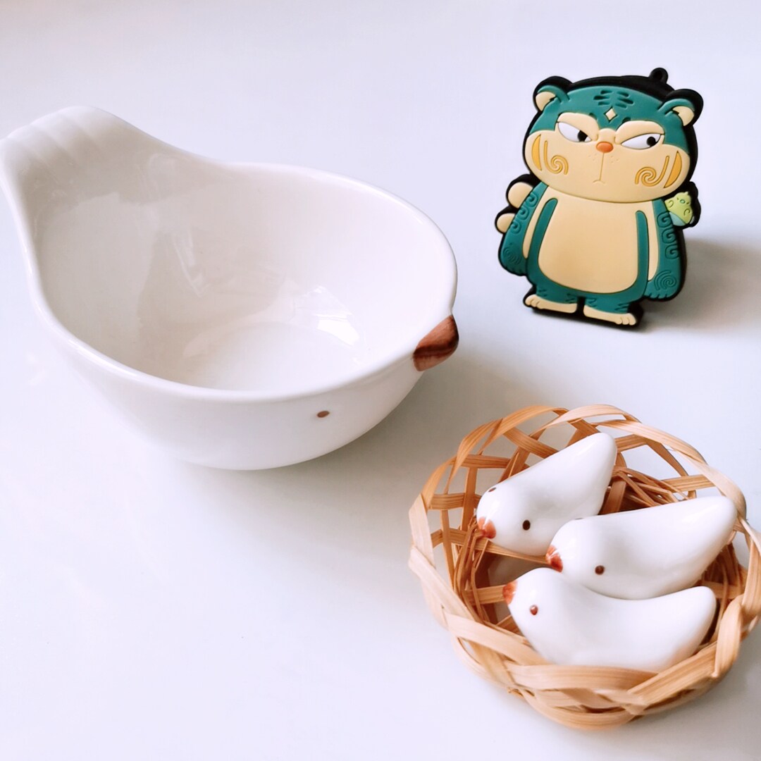小鸟水彩陶瓷笔洗可爱洗笔缸涮笔桶筒国画美甲水粉
