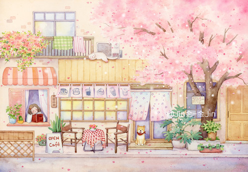 画间意水彩线稿本填色精美可爱