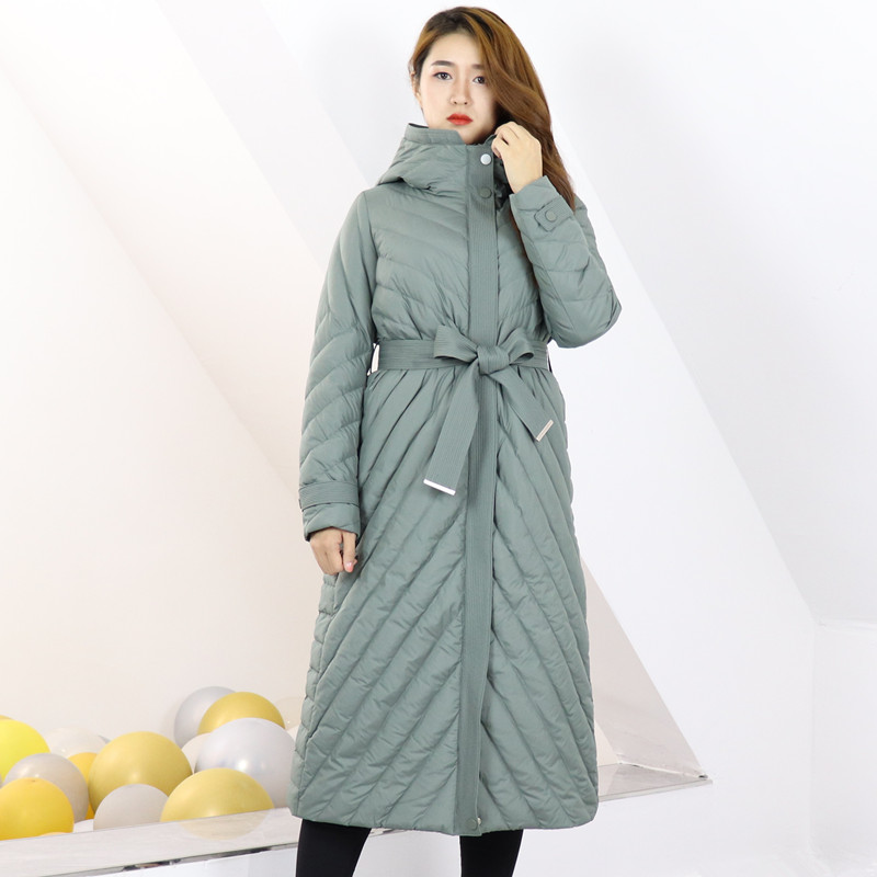 阿欧尼2024新款羽绒服女欧美时尚收腰中长款加厚冬高端轻奢潮牌