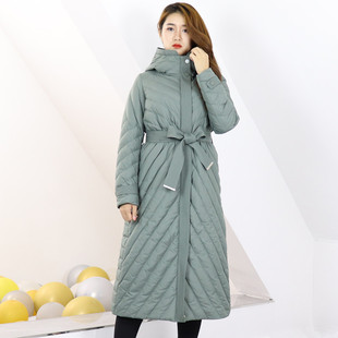 阿欧尼2024新款羽绒服女欧美时尚收腰中长款加厚冬高端轻奢潮牌