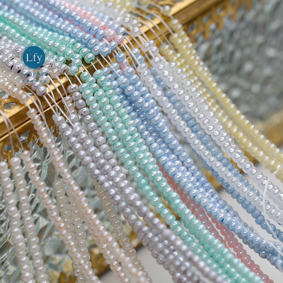 马卡龙色奶油瓷珠法式刺绣辅料