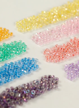 【2mm染芯古董珠】老佛爷法式刺绣材料 透明炫彩染芯米珠两款21色