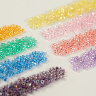 【2mm染芯古董珠】老佛爷法式刺绣材料 透明炫彩染芯米珠两款21色