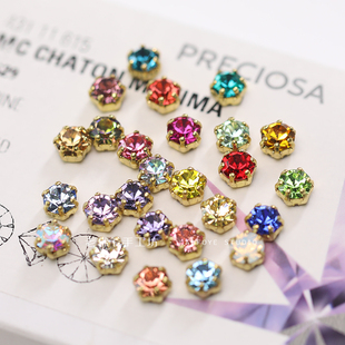 捷克宝仕奥莎ss29圆形手缝爪钻6.3mm皇冠金色爪托 法式刺绣串珠钻