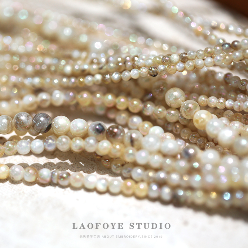 天然淡水贝壳圆珠ab镀彩隔珠串珠