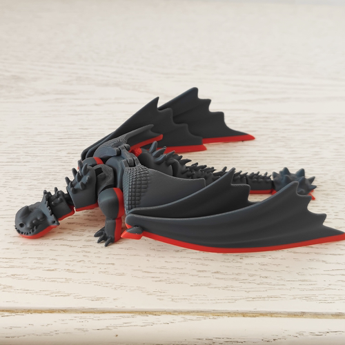 3D打印巨龙红死神模型玩具驯龙高手红龙王西方龙公仔可动手办摆件