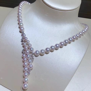 晚宴宴会年会高级定制款橱窗款天女akoya珍珠项链豪华华丽钻石