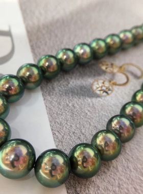 极光镜面日本证书孔雀绿项链