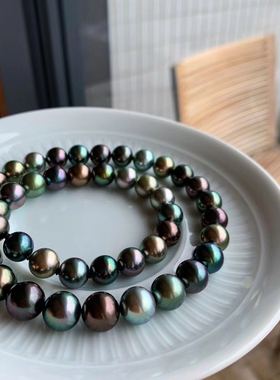 香港孔雀绿皇后大溪地莫兰迪项链