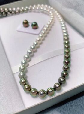 香港孔雀绿大溪地渐变长项链
