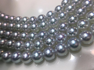 akoya珍珠项链8-8.5mm真科研大证真多麻无调色天然色深色人鱼姬蓝