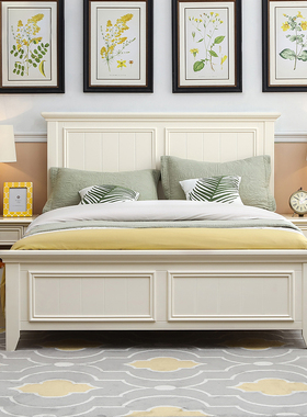 纯美式全实木床奶油白色轻奢简约法式风小户型储物收纳主卧双人床