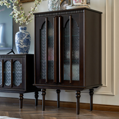 慕盛家具纯实木双门酒柜胡桃色