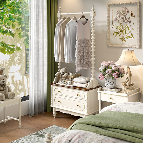 法式双色入户衣帽架床头柜一体