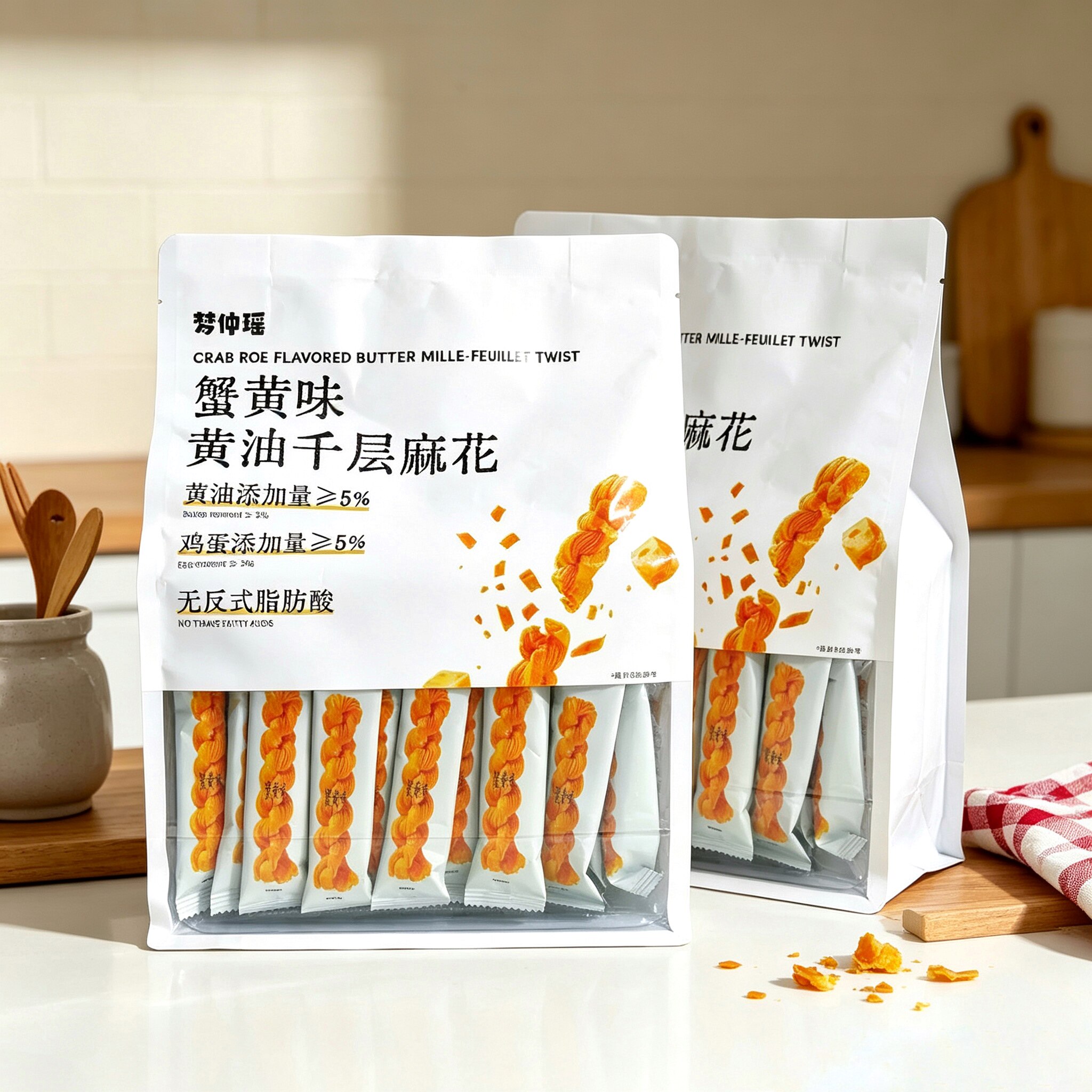 【超值2袋装】梦仲瑶蟹黄味黄油千层麻花400g烘焙糕点香甜酥脆