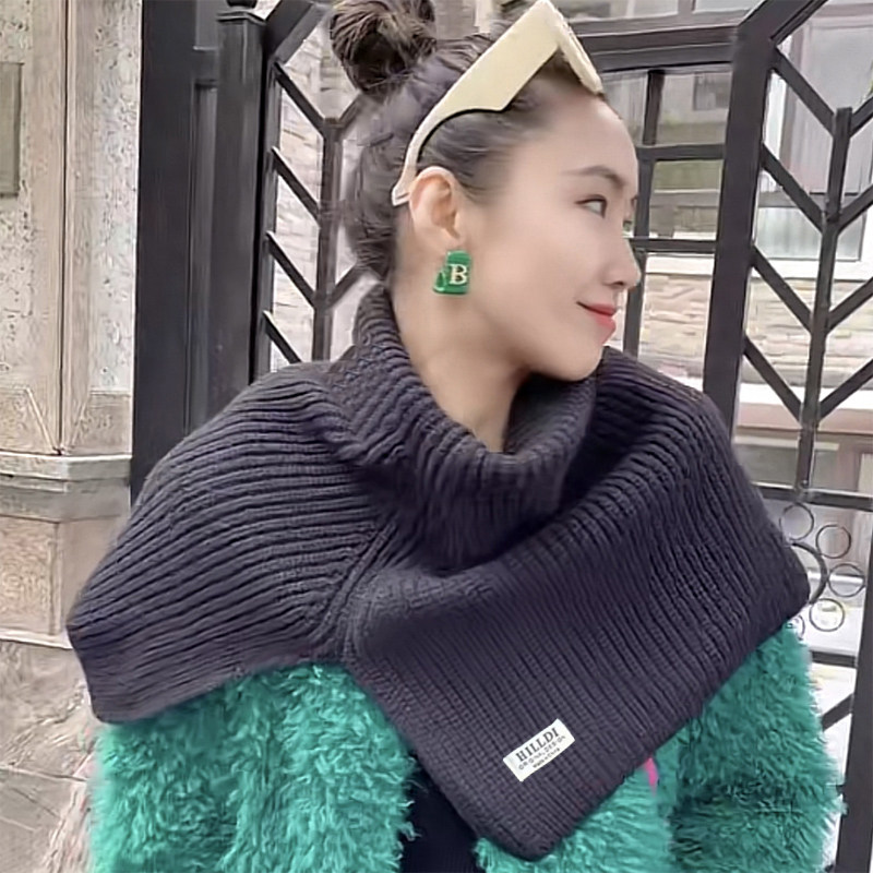 秋冬高领围脖披肩女外搭