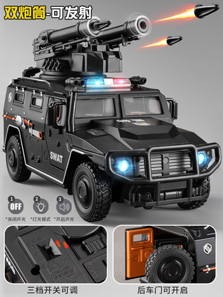 Large Armored Police Car Toy for Boys and Children 110 Alloy Special Police Car Off-Road Model Car Ambulance