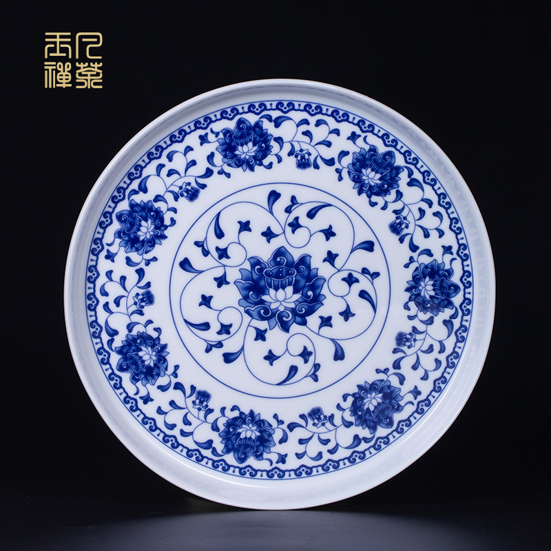 青花瓷托盘景德镇钰凡圆形托盘