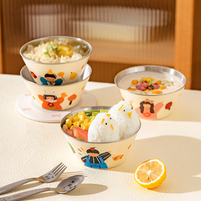 摩登主妇一家三口304不锈钢餐具防摔辅食宝宝碗个人专用儿童饭碗,餐饮具,碗,淘宝优惠券,粉丝福利购,淘宝优惠卷