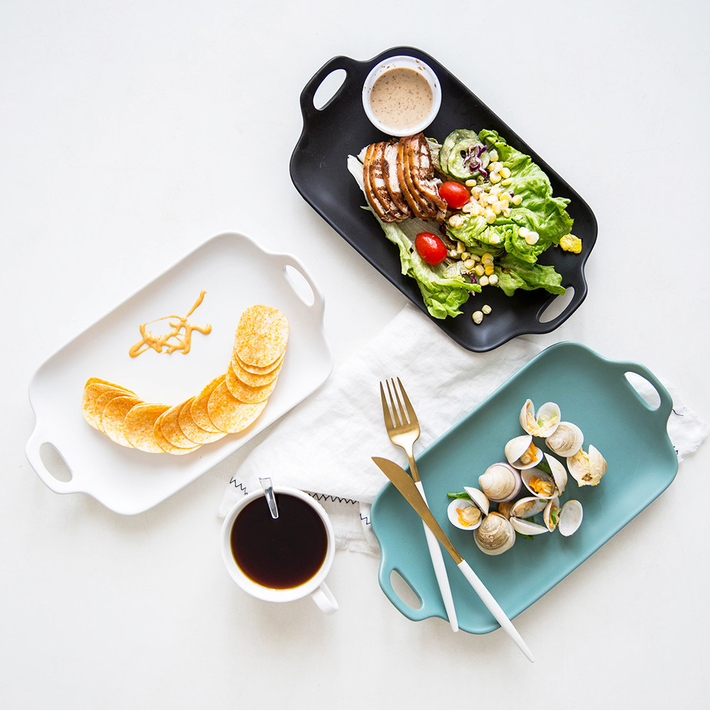 Modern housewife Japanese frosted ceramic rectangular plate