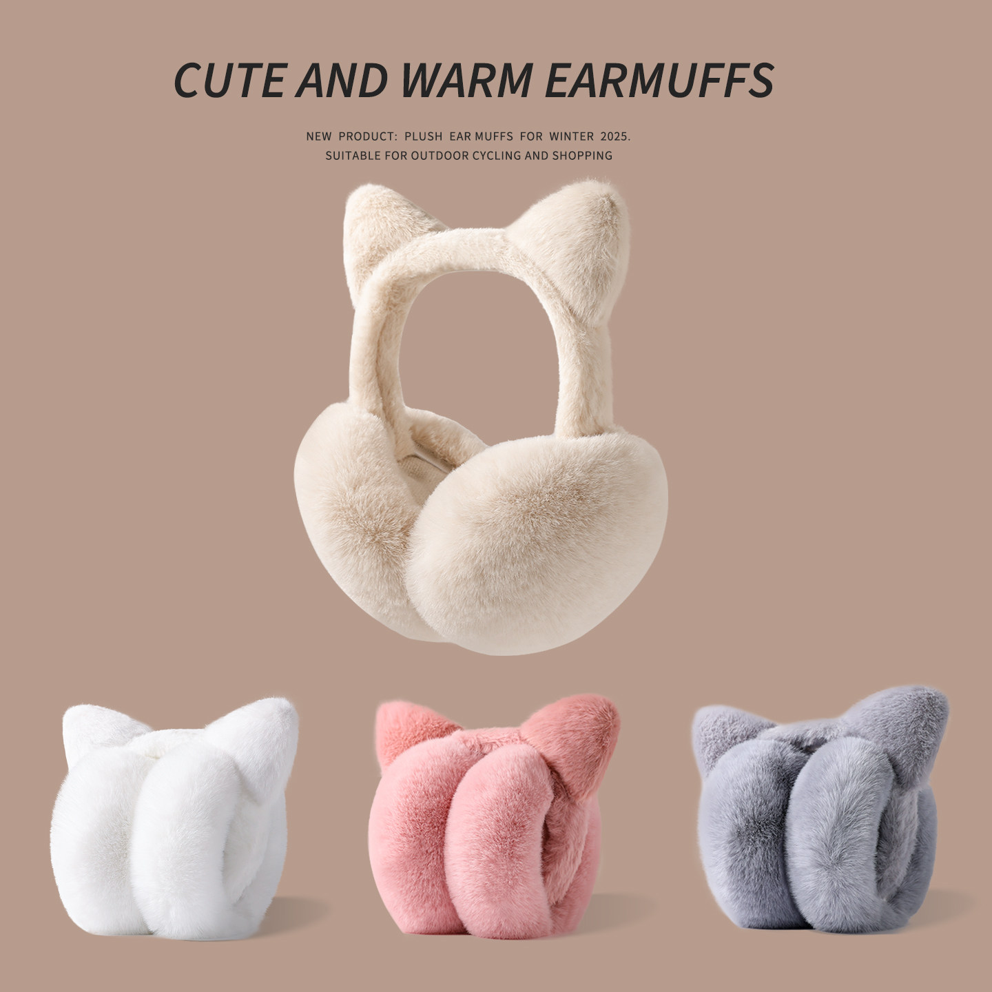 可爱猫耳朵毛绒耳罩冬季保暖耳套