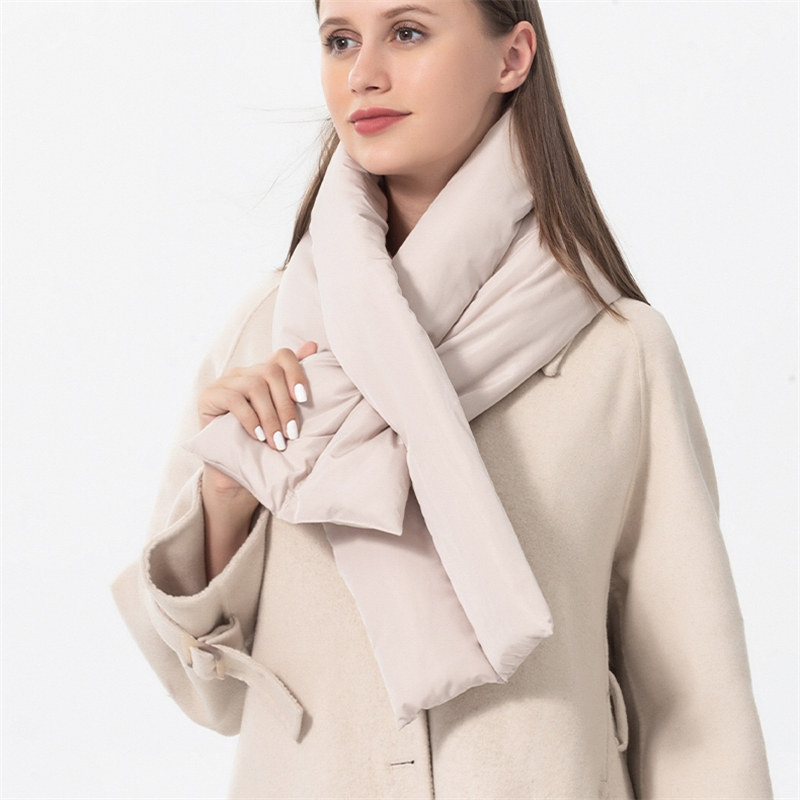 日系秋冬季新款交叉围脖男女百搭户外加厚保暖羽绒棉围巾时尚脖套