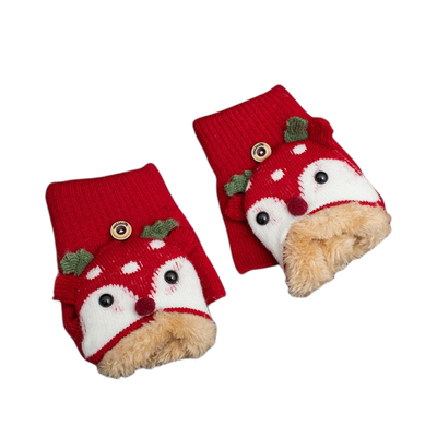 4-10翻盖女童卡通针织写字毛线