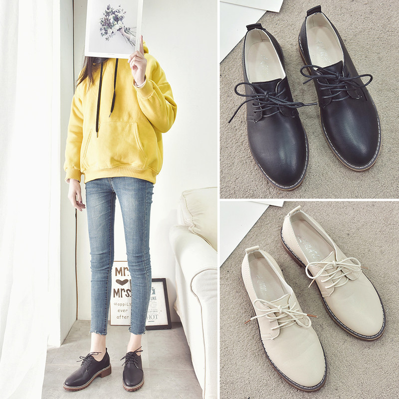 黑色小皮鞋女有跟氣質女神酷個性韓版正裝搭配大衣穿的鞋子女英倫在類目 女鞋, 低幫鞋中 - 來自Buy2taobao.com提供專業的淘寶代購服務