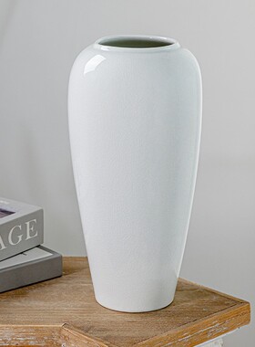 【云舍甄选】景德镇高端陶瓷花瓶白色冰裂纹 高颜值高级感花器