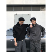 Kid 休闲运动卫衣外套男女秋冬 复古宽松立领保暖开衫 The1One 美式