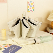 简约清冷高级感花边太阳伞防晒韩系黑胶晴雨两用伞防紫外线遮阳