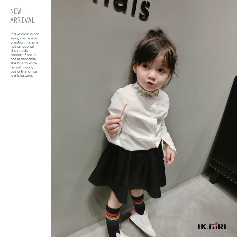 Chemise fille à manche longue en coton - Ref 2088642 Image 1