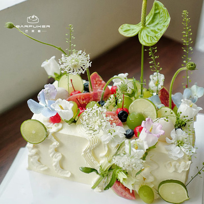 table cake创意鲜花方形结婚订婚企业定制生日蛋糕北京同城配送