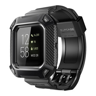 美国SUPCASE 适用Fitbit Versa4手表带sense防汗乐活Ionic全包Charge6/5/3防摔腕带硅胶防水Alta保护壳软新款