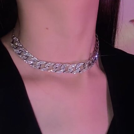 古巴项链女ins嘻哈潮高级感锁骨链街头个性粗链子配饰2022新款潮
