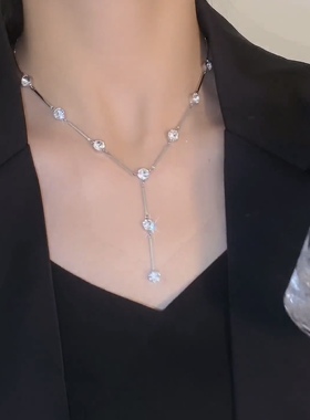 闪亮水晶毛衣链项链女