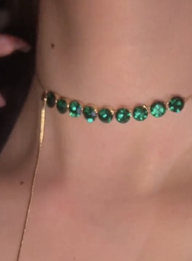 高级感绿色皓石项链女夏