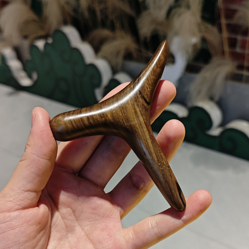 金丝檀木足底按摩器点穴工具按摩脚经络棒T型锥足疗多功能三角雀